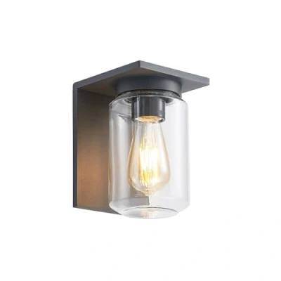 Imagen de Lucande aplique de exterior Semka, antracita, aluminio, cristal, 20cm