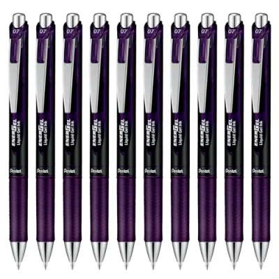Imagen de Pentel EnerGel XM BL77A2 Bolígrafo de tinta gel con mecanismo presión, 12 unidades, color burdeos