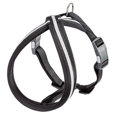 Imagen de Ferplast Arnés para Perros Daytona Cross, Mediano/Grande en Nylon, Acolchado, Reflectante y Ajustable. con Hebilla magnética. Negro