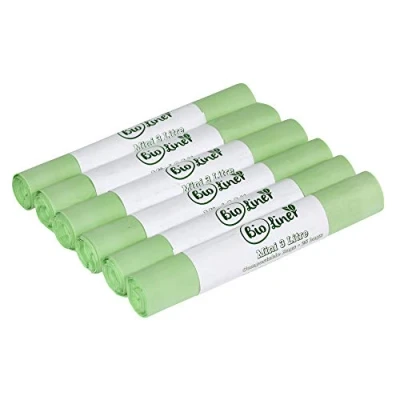 Imagen de Mini 3L bolsas de basura compostables 150 forros cocina encimera compost comida para EN13432