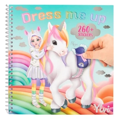 Imagen de Depesche 13215 Ylvi Dress Me Up Libro 24 páginas de Motivos Unicornios preimpresos para diseñar tú Mismo, Incl. 11 Hojas Pegatinas, Multicolor
