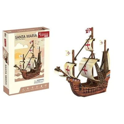 Imagen de EXPLORA Barco Santa María Puzzles 3D 540031 93 Piezas Nivel 4 Sin Pegamento ni Tijeras Educativos Juegos de construcción Regalos para niños Maquetas A Partir 6 años