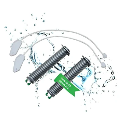 Imagen de Lichtblau Muelles bisagras de puerta 130mm x 23mm + Cables 315mm I 00754870 Código colores verde Resorte lavavajillas lavaplatos repuestos para Neff Constructa Siemens Balay Bosch