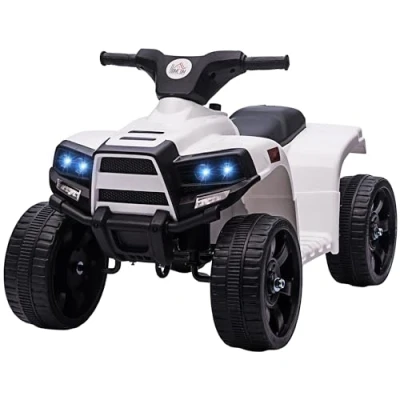 Imagen de HOMCOM Quad Eléctrico para Niños 18 36 Meses Vehículo a Batería 6V con Faros Bocina Velocidad 0 3 km/h Avance y Retroceso Carga 25 kg 65x40x43 cm Blanco