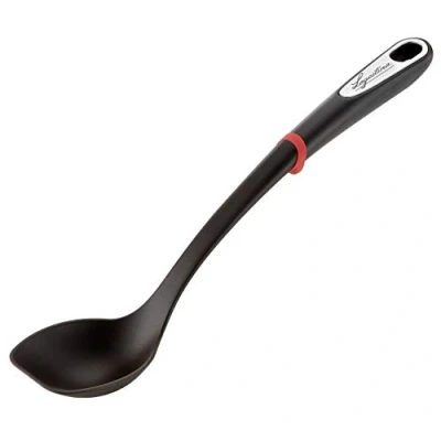 Imagen de Lagostina Ingenio Smart Cucharón con anillo antideslizante, plástico, negro y rojo