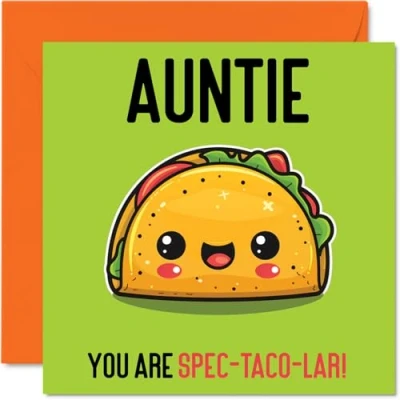 Imagen de tarjetas de cumpleaños para tía, Spec Taco lar, divertida tarjeta feliz tía sobrino, sobrina, regalos cumpleaños, felicitación broma 145 mm x