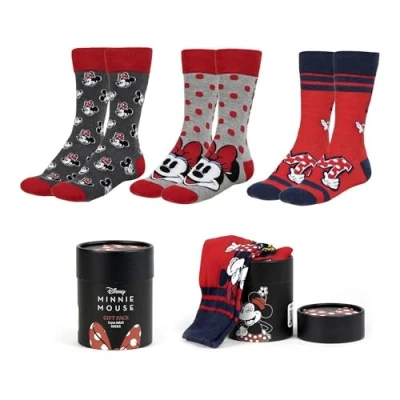 Imagen de CERDÁ LIFE&#039;S LITTLE MOMENTES Pack 3 Calcetines Minnie Talla 36/43 Cómodos y Suaves Piezas con Estilo Único Licencia Oficial