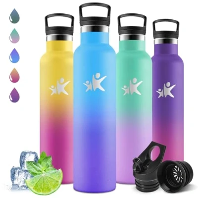 Imagen de Motswedi Botella Termica 1 litro, Frio/Calor, Termica, a Prueba Fugas, Cantimplora, sin BPA, Agua Gimnasio, de para Deporte, Oficina, Yoga, Azul Cielo &amp; Morado