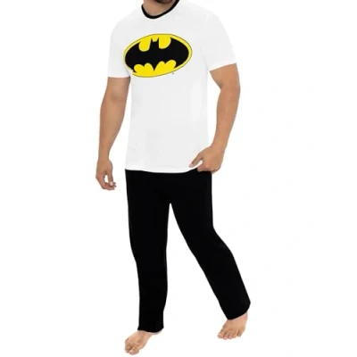 Imagen de Batman Pijama Hombre Batarang Conjunto De Manga Courta Algodon Blanco Medium