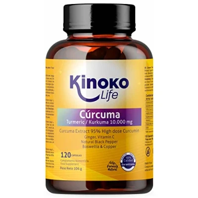 Imagen de Curcuma con Jengibre y Pimienta negra 10000mg 120 Cápsulas Curcumina Pura 95% Boswellia, Vitamina C, Cobre. Antinflamatorio para Articulaciones