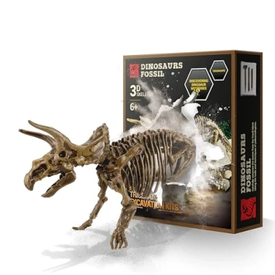 Imagen de MUSCCCM Dinosaur Dig Kit Triceratops, Dino Skeleton Fossil Excavation Realistic Model Juguetes educativos Regalo para Niños Niñas de Año Nuevo