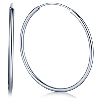 Imagen de Infinito U Pendientes Aros Grande de Plata Ley 925 para Mujer Chicas