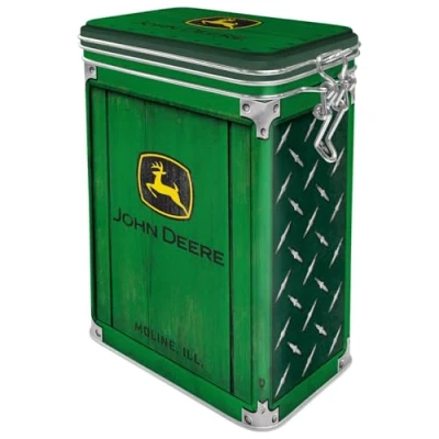 Imagen de Nostalgic Art Caja de café retro, John Deere Plate Idea regalo para aficionados a tractores, Lata con tapa aromática, Diseño vintage, 1,3 l