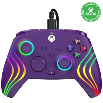 Imagen de Mando Xbox PDP Afterglow Wave, Series, Cable, Efectos iluminación, Lila