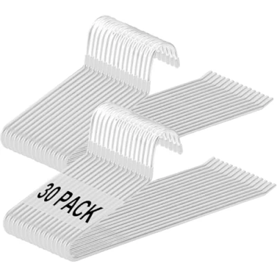 Imagen de devesanter 30 perchas de metal con extremo abierto y revestimiento antideslizante, ahorran espacio, multifuncionales para pantalones, vaqueros, toallas, bufandas (blanco)