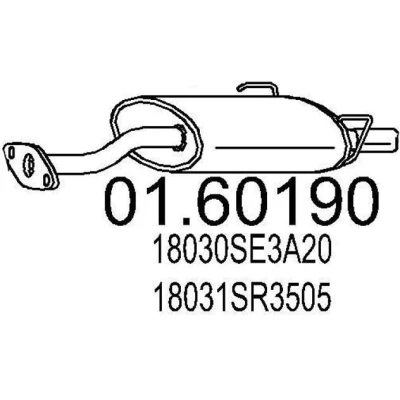 Imagen de MTS 01.60190 Silenciador trasero 820 HONDA: CIVIC V Hatchback, 6 Hatchback
