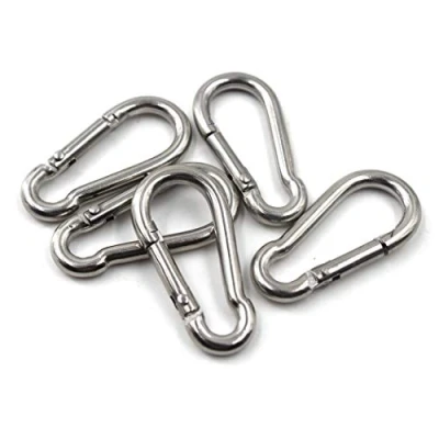 Imagen de M8 5/16 pulgadas 304 gancho de resorte acero inoxidable, cargado, mosquetón bloqueo, llavero para el hogar, camping, pesca, senderismo, viajes (5 unidades)