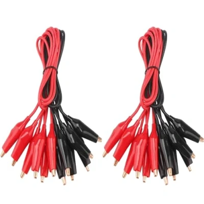 Imagen de Juego de 20 pinzas cocodrilo con cable prueba, dobles (50 cm)