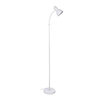 Imagen de BEL AIR HOME Lámpara de Pie Salón Argos Blanco 155 cm Luz Regulable E 27 en Metal y Madera para Decoración Nórdica Lectura Muebles Hogar (BLANCO)