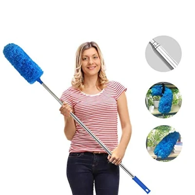 Imagen de HTLY SPR Plumero Extensible de Microfibra, Extensible, Resistente a los arañazos, Lavable, Limpieza Ventiladores Techo Alto, persianas, telaraña