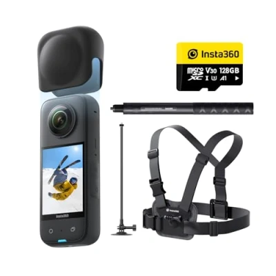 Imagen de Insta360 X3 Paquete de Nieve Cámara acción Impermeable 360 con Sensor 1/2&quot;, 5,7 K 360, Fotos 72 MP a estabilización, Pantalla táctil 2,29 Pulgadas, retroalimentación