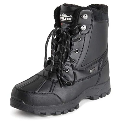 Imagen de Polar Hombre Thinsulate Completamente Forrada Impermeable Profunda Huella Durable Caucho Shell Térmica Invierno Lluvia Botas De Nieve Negro UK8/EU42 YC0693