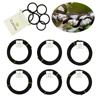 Imagen de CULTIVEA® alambre para bonsái, Juego de 6 rollos aluminio 1,0mm/1,5mm/2,0mm/2,5mm/3,0mm/4,0mm Atadura anticorrosión herramientas jardinería planta, árbol
