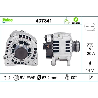 Imagen de VALEO 437341 Alternador 14V 120A VOLKSWAGEN: Golf 4, Touareg I, 5, SEAT: Ibiza 3, Leon I Hatchback, 2, AUDI: A3 A4 B6 Berlina