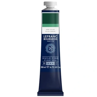 Imagen de Lefranc Bourgeois 301837 Pintura al óleo fina de calidad, resistente a la luz y consistencia uniforme, tubo 200 ml, ideal para lienzos tableros pintura, aceituna