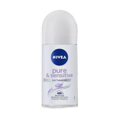 Imagen de NIVEA Pure &amp; Sensitive desodorante Roller en paquete de 6 unidades (6 x 50 ml), antitranspirante Roll On adecuado para pieles sensibles, con protección 48 horas