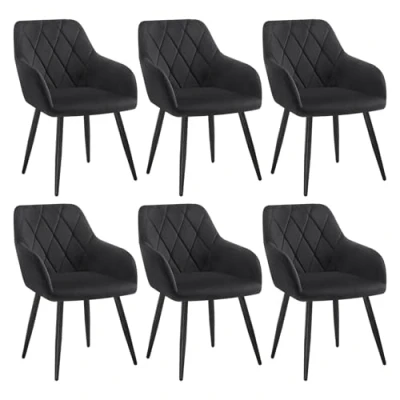 Imagen de WOLTU Sillas de Comedor, Silla Reposabrazos, Tapizada con Respaldos, Nordicas, para Salón, Dormitorio, Cocina, Pasillo, Gris Oscuro, Terciopelo, Patas Metal, BH352dgr 6