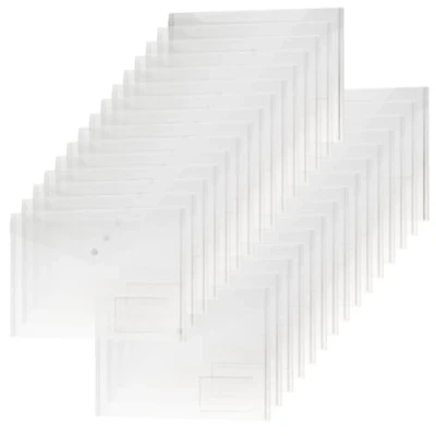 Imagen de H&amp;S Portafolios de Plastico A4 para Documentos 30uds Carpetas Tipo Sobre Transparentes con Cierre a Presión Carpeta Reutilizable Transparente 30x Fundas