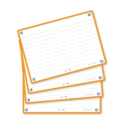Imagen de Paquete de 80 tarjetas flash, rayadas con marco naranja, A6