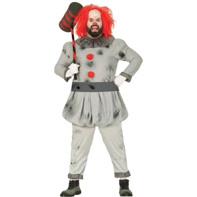 Imagen de FIESTAS GUIRCA Disfraz Payaso Asesino Hombre Malvado Gris Halloween Talla XL 56 58