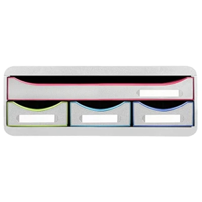 Imagen de EXACOMPTA Ref. 319913D Toolbox Mini Caja Individual con 4 cajones para Guardar Utensilios pequeños Dimensiones Exteriores: Profundidad 27 x Ancho 35,5 13,5 cm Blanco/arlequín