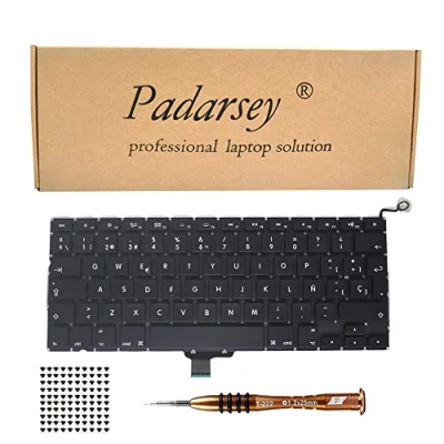 Imagen de Padarsey Teclado de Repuesto con 80 PCE Screws Español ESPAÑOL Compatible para MacBook Pro Unibody 13 pulgadas A1278 2008 2010 2012 2013 2015 Año Destornillador