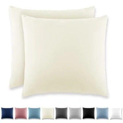 Imagen de REDKEY Funda Almohada Juego de 2 Fundas Almohadas 40x40 cm, con Cremallera Oculta, Transpirable Suave Antiarrugas Microfibra Crema