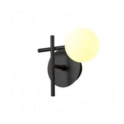 Imagen de Mantra Iluminación Aplique de pared, 1 luz, hierro, negro, cristal, blanco