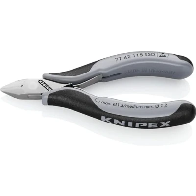Imagen de Knipex Alicates de corte diagonal para electrónica ESD con fundas multicomponentes 115 mm 77 42