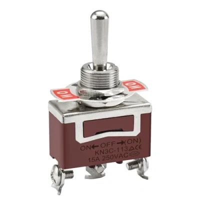 Imagen de Heschen Interruptor de palanca metal SPDT ON/OFF/(ON) lateral momentáneo 3 posiciones 15A 250VAC
