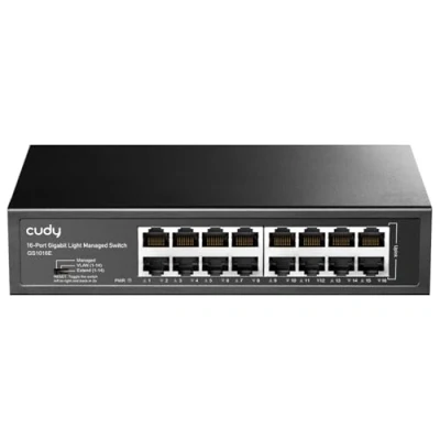 Imagen de Cudy GS1016E Interruptor Gigabit gestionado inteligente de 16 puertos Plug &amp; Play, metal resistente con blindados QoS, VLAN, IGMP LAG, caja acero para montaje en rack