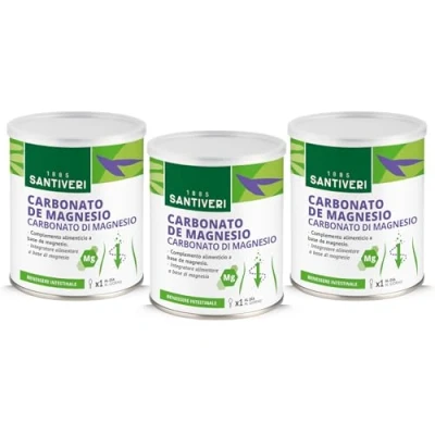 Imagen de SANTIVERI Carbonato de Magnesio en Polvo, Complemento Alimenticio a Base Magnesio, Contribuye al Bienestar Intestinal 3 x 110 g