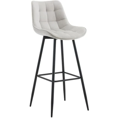 Imagen de CLP Taburete de Bar Dartford en Tela o Terciopelo I Silla Alta Cocina Moderna con Base metálica 4 Patas, Color:Gris, Material:Terciopelo