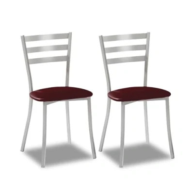 Imagen de ASTIMESA SCRRBU Dos sillas de Cocina, Metal, Burdeos, Altura Asiento 45 cms