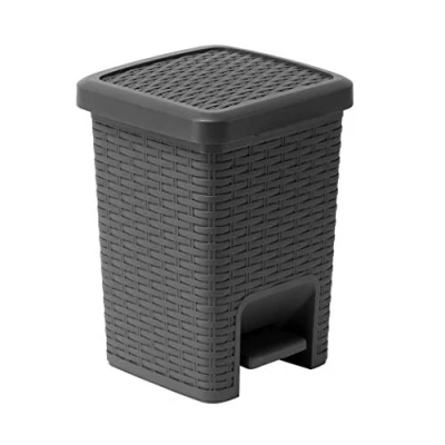 Imagen de Addis Cubo de Basura Cuadrado baño Efecto ratán, 6 litros, Color carbón, Gris Oscuro, Pedal Bin