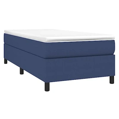 Imagen de vidaXL Estructura de Cama, Somier Individual Listones, Base Cama Tapizada, Mueble para Dormitorio Hogar, Tela Azul 90x190 cm