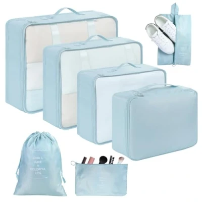 Imagen de AiQInu Organizador de Equipaje 7 Sets,Impermeable Maleta Viaje, Packing Cubes Para Ropa, Ropa Interior,Bolsa Zapatos Viaje con Cremallera
