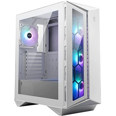 Imagen de MSI MPG GUNGNIR 110R WHITE Caja de PC media torre gaming (4 ventiladores ARGB 120 mm, USB 3.2 Gen 2x2 Tipo C, cristal vidrio templado, filtro polvo magnético, Mystic Light RGB, ATX)