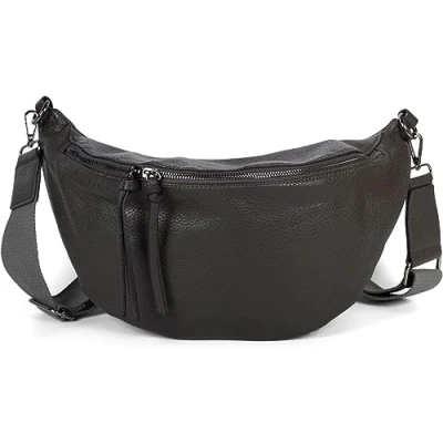 Imagen de styleBREAKER Bolsa de hombro media luna para señoras, correa ajustable desmontable, bolso liso 02012386, color:Gris oscuro