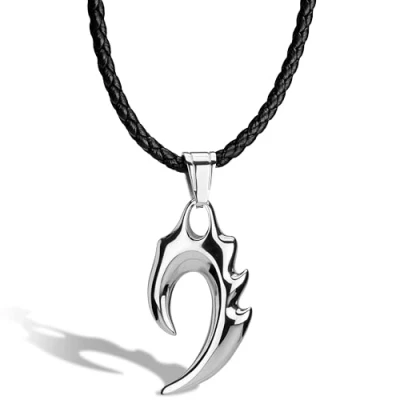 Imagen de SERASAR Collar de Cuero Llama para Hombre, Muchacho, Plata Tribal Hombre Masculino 60cm Joyas Hombres Regalo Hijo